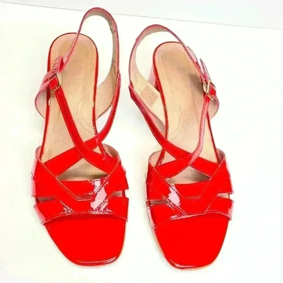 Woman’s Sandals Red Leather US Size 10.5 Euro Size 41 Made in Spain - Picture 2 of 9